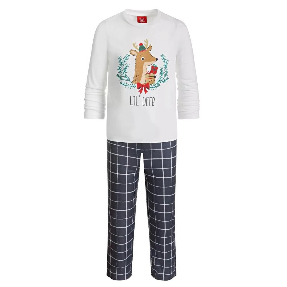 Family Pajamas Unisex Kids Boy Girl 2-Piece Set, Christmas Reindeer, 10-12 Large